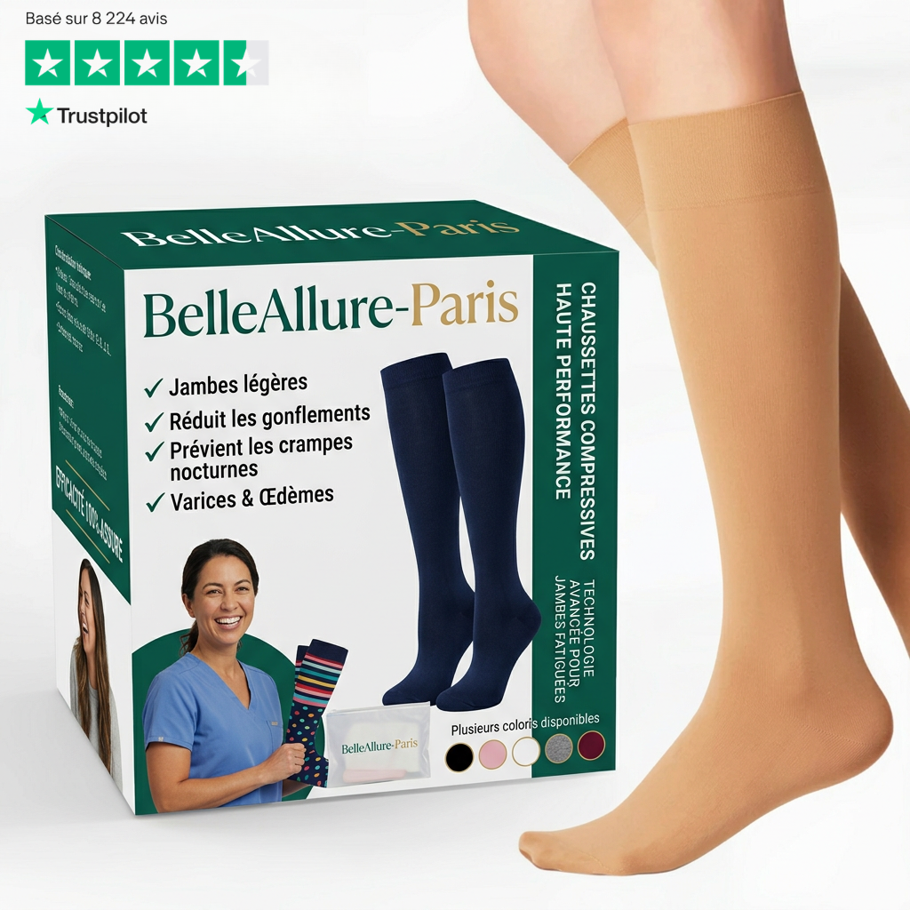 Chaussette de compression BelleAllure-Fini les jambes lourdes et fatiguées Belleallure-Paris