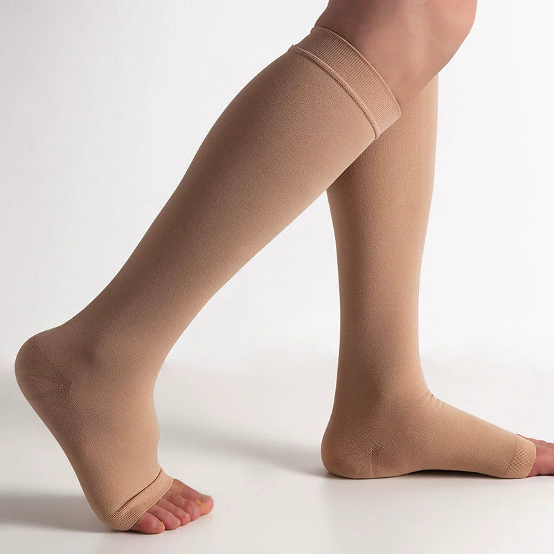 Chaussettes de Compression Forte à Orteils Ouverts Belleallure-Paris