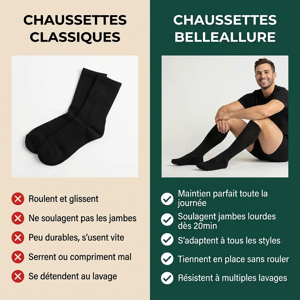Chaussettes de Compression Homme Unies - Élégantes et Confortables Belleallure-Paris