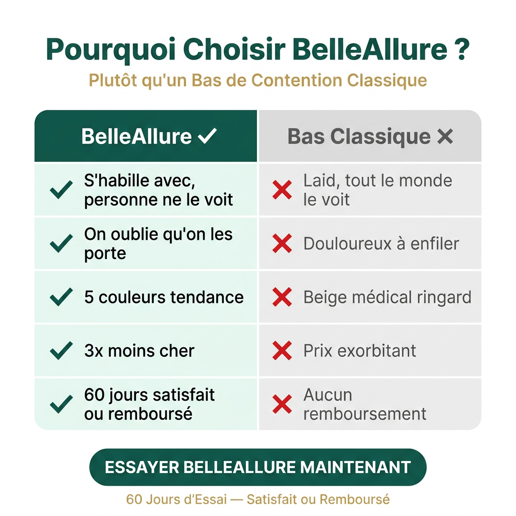 Chaussette de compression BelleAllure-Fini les jambes lourdes et fatiguées Belleallure-Paris