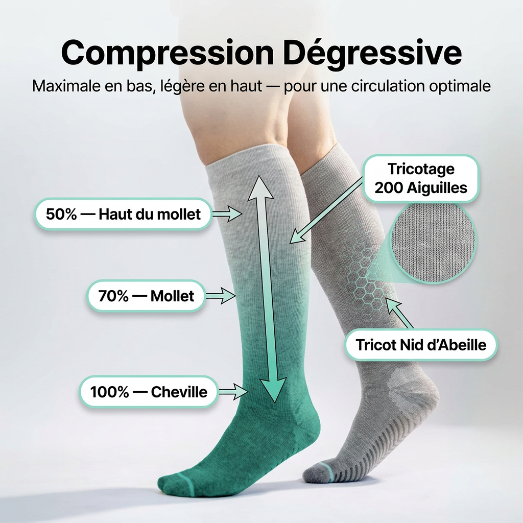 Chaussettes de compression en bambou de qualité supérieure Belleallure-Paris